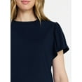 thumbnail image 6 of Time and Tru Women's Crewneck Tee with Flutter Sleeves, Sizes XS-XXXL, 6 of 6