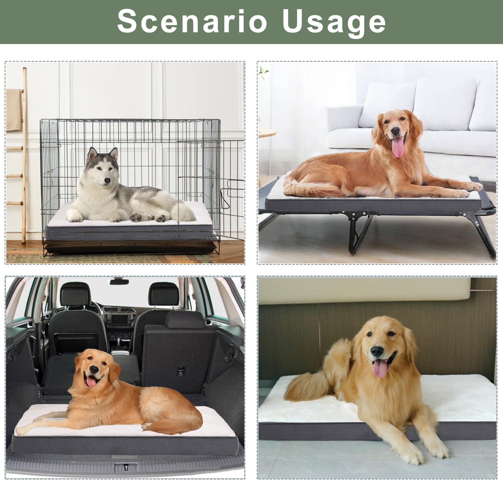 PayUSD Dog Bed for Medium Dogs, Big Orthopedic Dog Beds with Removable Washable Cover & Waterproof Lined, Egg Crate Foam Pet Bed Mats Suitable for Dogs Up to 35 lbs (Grey White, 30"X20"X3")