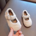 thumbnail image 5 of Otqutp Solid Color Shoes for Toddler Fashion Winter Children Boots Girls Flat Cotton Shoes Plush Warm Water Buckle Strap Comfortable Shoes(Beige, 5.5-6 Years), 5 of 5
