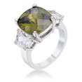 thumbnail image 1 of Precious Stars R07409R-C42-07 Bague 3 Pierres Precious Stars Silvertone Coussin Vert Olive Zircone Cubique, 1 of 3