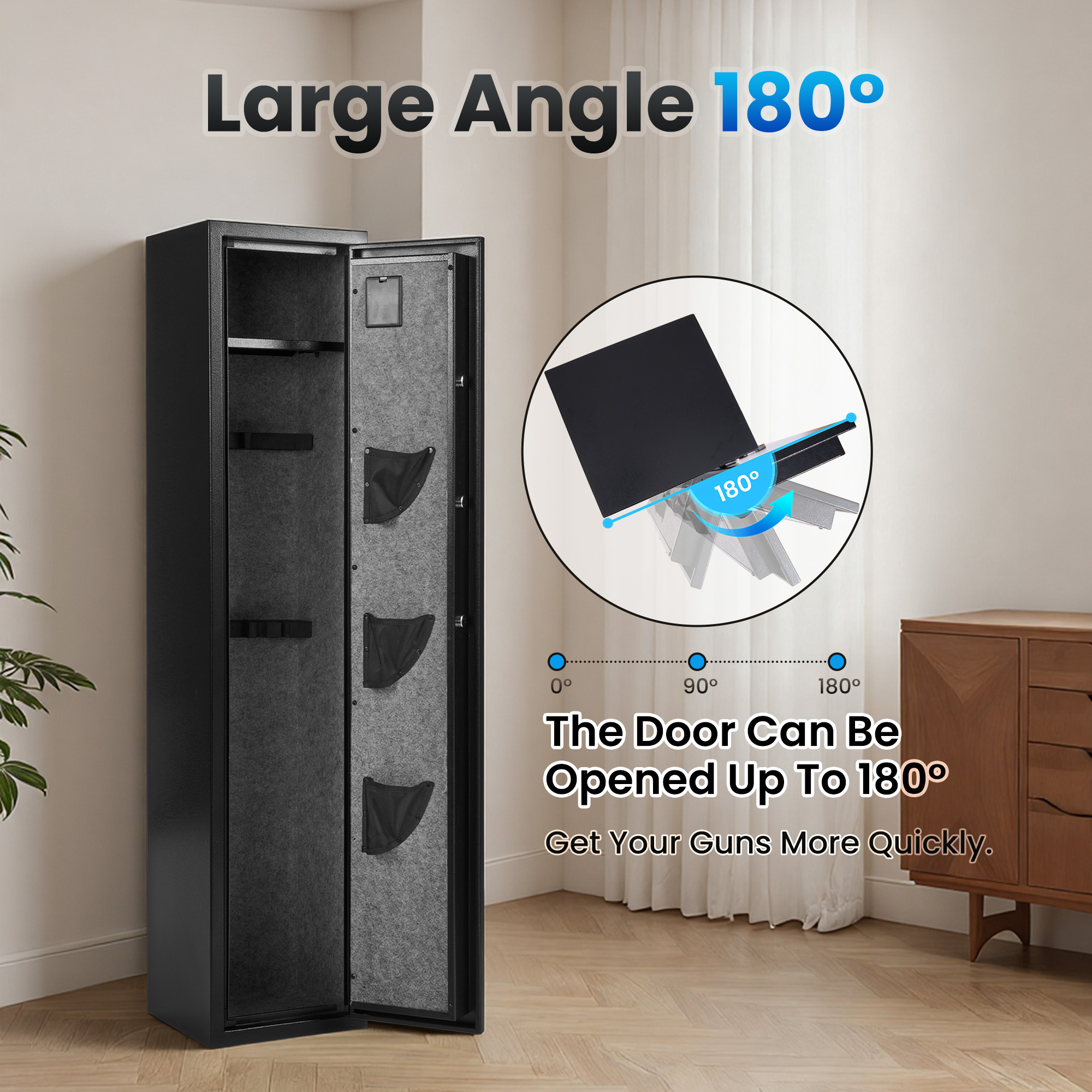 Naipo 4-6 Gun Safe, Unassembled Gun Safe for Rifles and Pistols ,Gun Cabinet with LCD Keypad and LED Light, Long Gun Rifle Safe with Removable Gun Racks and Pistol Pockets,Dual Alarm