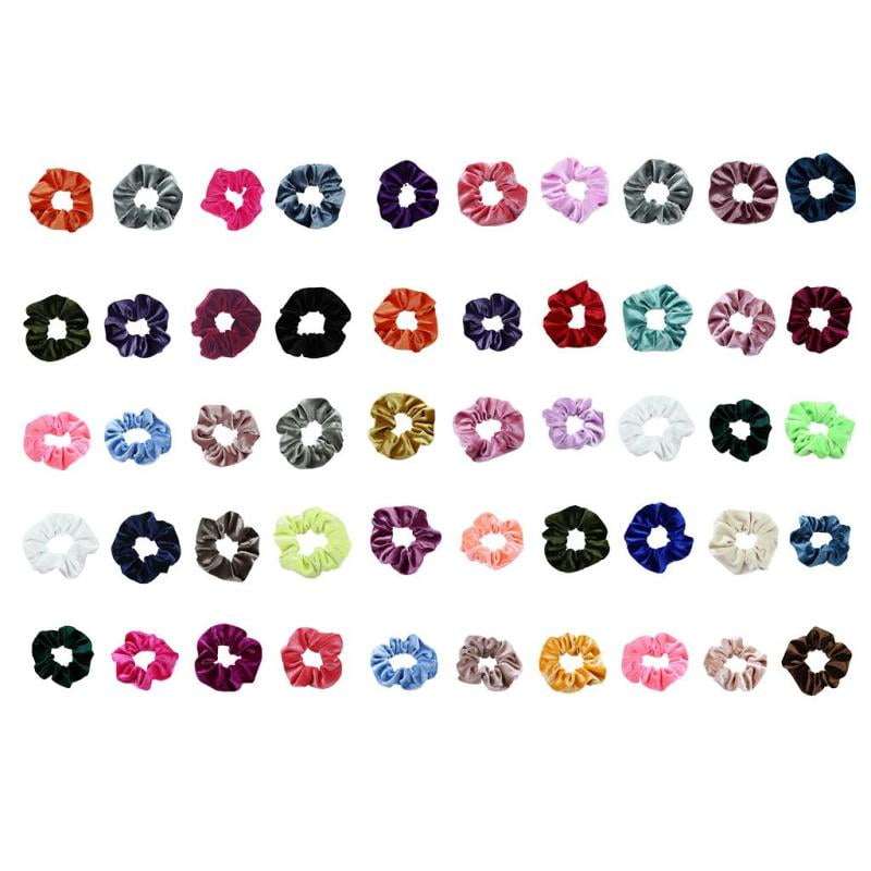 Details about   60 pcs Assorted Hair Scrunchies Velvet Elastic Hair Bands,Scrunchy Colorful 
