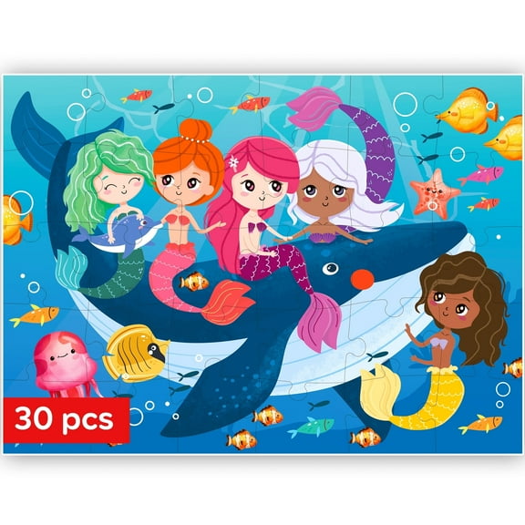 Quokka 30 Piece Puzzles for Kids Ages 4-8 - Mermaids Educational Toys for 3 Year Old Girl and Boy