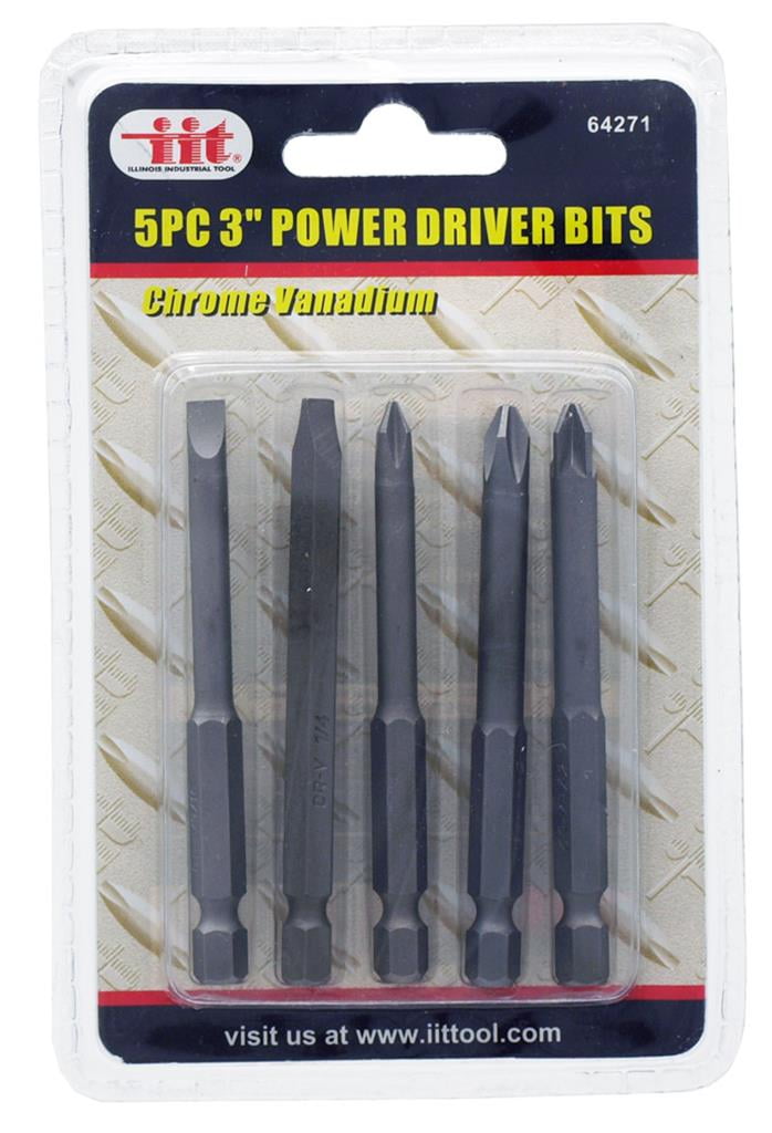 Illinois Industrial Tool 5pc. 3" Power Driver Bits