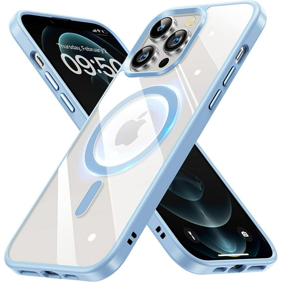 Magnetic Slim Crystal Clear for iPhone 12 Pro Max Case Magsafe [Not Yellowing][Compatible with MagSafe] [No.1 Strong Magnets] Compatible with iPhone 12 Pro Max Protective Case(Sierra Blue)