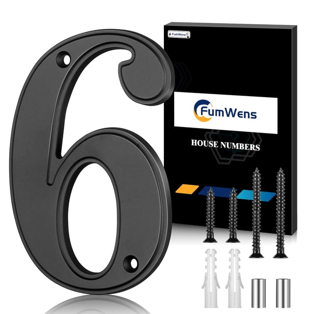 Número de casa FumWens de 5" en aleación de zinc negro, resistente al óxido
