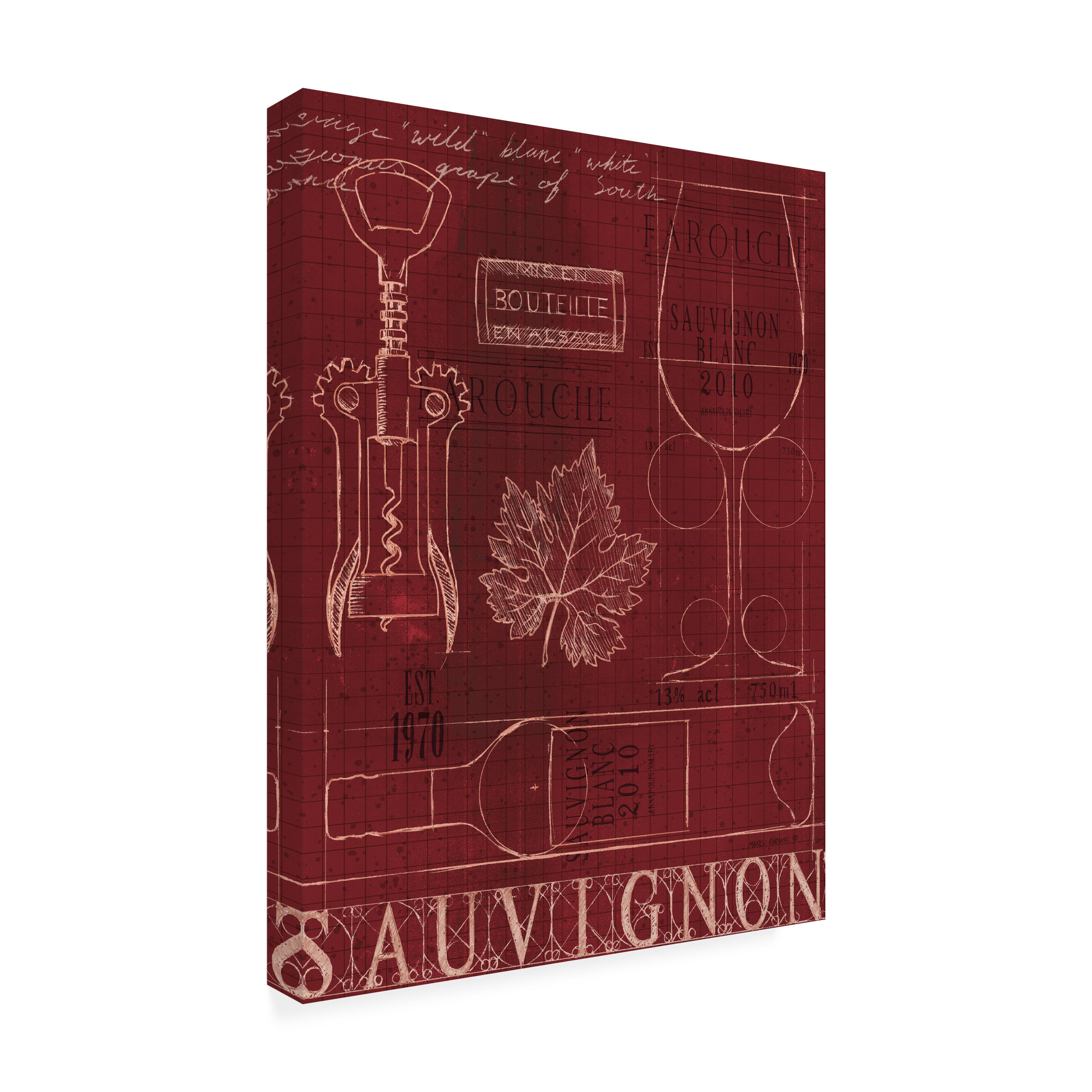 Marco Fabiano 'Wine Blueprint IV' Canvas Art