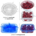 thumbnail image 3 of [Lot de 12] Couvercles en Silicone Extensibles 6 Ronds Transparents 6 Rectangles Bleus, Couvercles Magiques Réutilisables pour Bols, Tasses, Canettes, s'Adaptent à Différentes Tailles et Formes de Conteneurs, Lavables au Lave-Vaisselle et Congélateur, 3 of 8