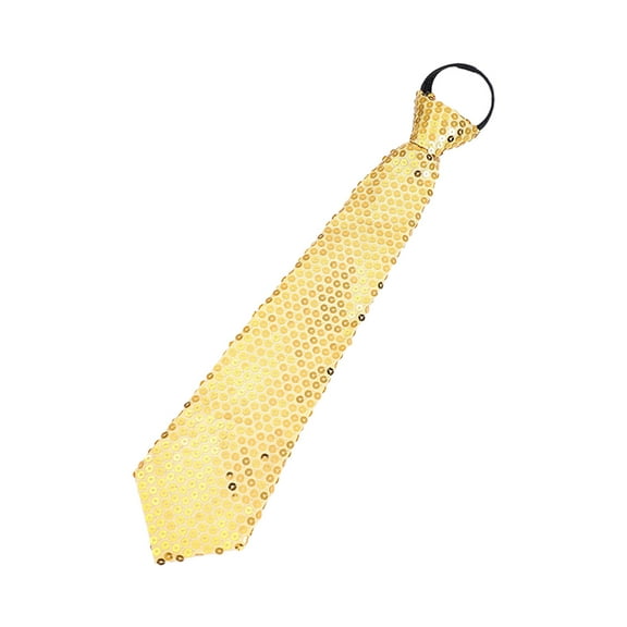 UNTERING Necktie Men Women Shining Sequins Tie Stage Adjustable Zipper Closure Necktie Fashion Party Pre-Tied Neck Wear