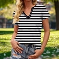 thumbnail image 2 of DAFPZW Womens Striped Summer Tops V-Neck Button Dressy Casual T-Shirts Cute Blouses Country Music Trendy Clothes, 2 of 6