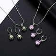 thumbnail image 2 of 856StoreAdjustable AllMatch Pendentif Décoratif, Femmes Rond Cubique Zircone Pendentif Chaîne Boucles d'Oreilles Bijoux Ensemble Rouge, 2 of 8