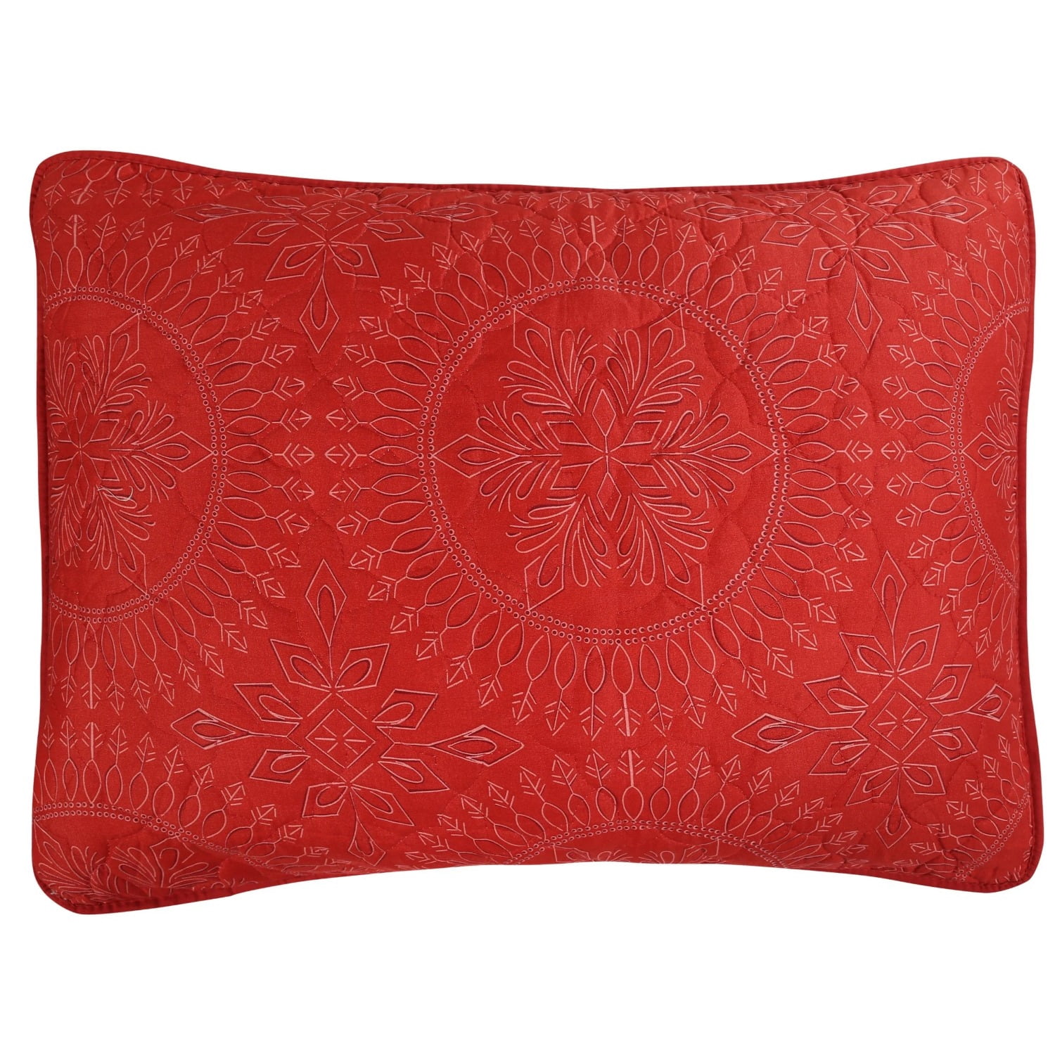 MarCielo 3 Pcs Red Christmas Quilt Bedspread Set Medallion Queen