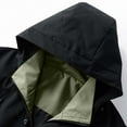 thumbnail image 6 of Yghzkop Mens Waterproof Windproof Hooded Jacket Solid Color Outdoor Raincoat Hiking Trekking Parka Fleece Lined Winter Coat Multiple Pockets Drawstring Zipper Front Long Sleeve Casual Sports Wear, 6 of 7