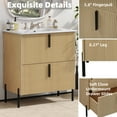 thumbnail image 5 of Euroco 30" Bathroom Vanity with Ceramic Sink and Full-Extension Drawers, Soft Close Undermount Drawer Slides, Fluted Design, Natural, 5 of 9