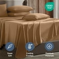 thumbnail image 4 of LammaLoe Extra Deep Pocket Twin Sheets set, Fits 18"-24" Mattress, 4 Piece Soft Microfiber Bed Sheet Sets, Mocha Light Brown, 4 of 8