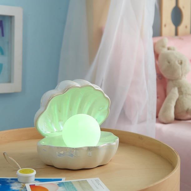 mermaid shell  light 。:°ஐ♡* マーメイド アリエル Your Zone Mermaid Shell with Multi-color Changing Pearl Table Lamp