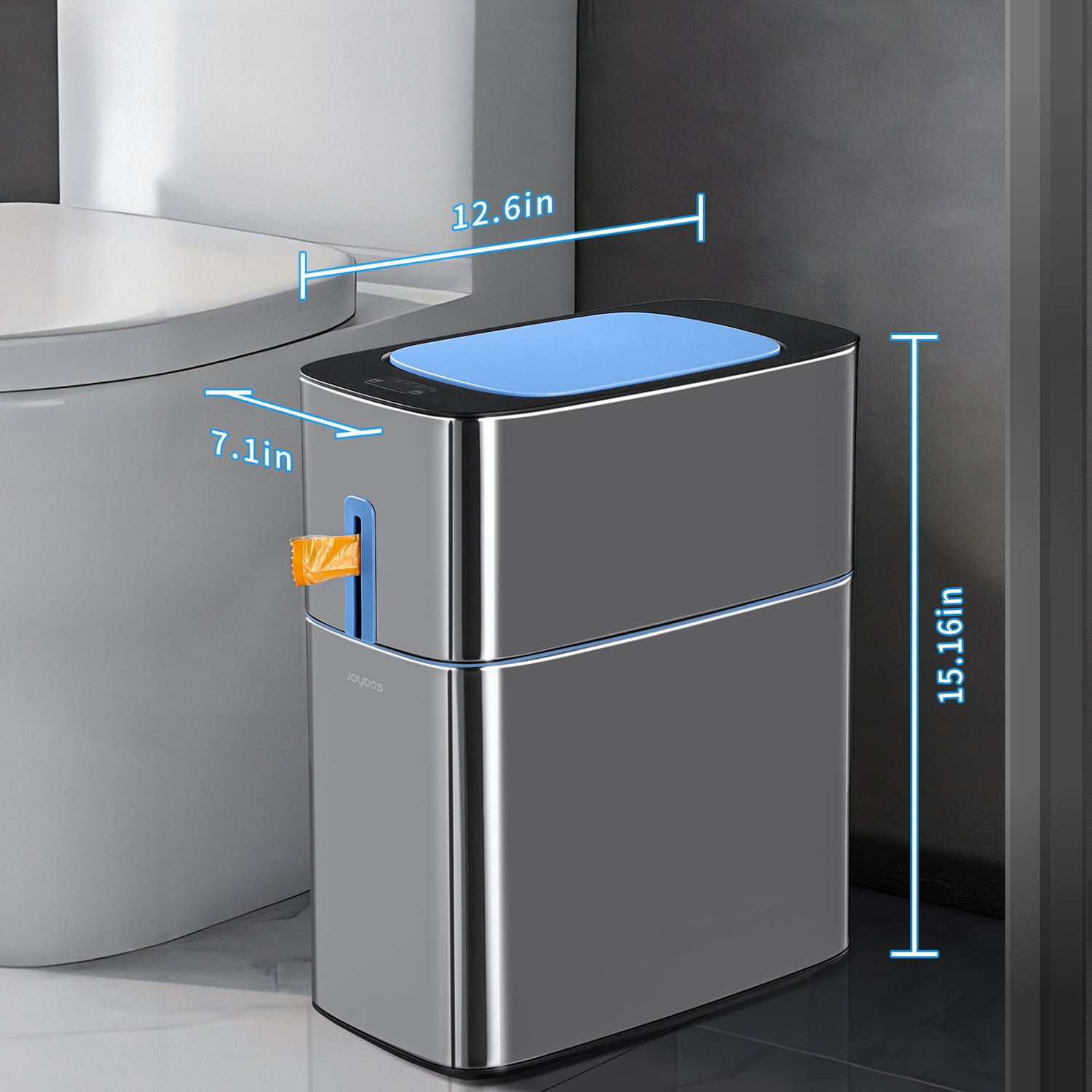 Joybos Motion Sensor Bathroom Trash Cans | 4 Gallon Stainless Steel Automatic Privacy Garbage Can with Lid | Smart Dogproof Trash Bin for Bedroom,Office,Toilet,RV
