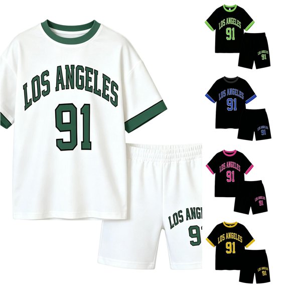 Girls Letter Print Short Sleeve Shorts Casual Summer Outfit for Toddler Kids Baby Girl Thanksgiving Outfit 3-6 Months 13-14 Years