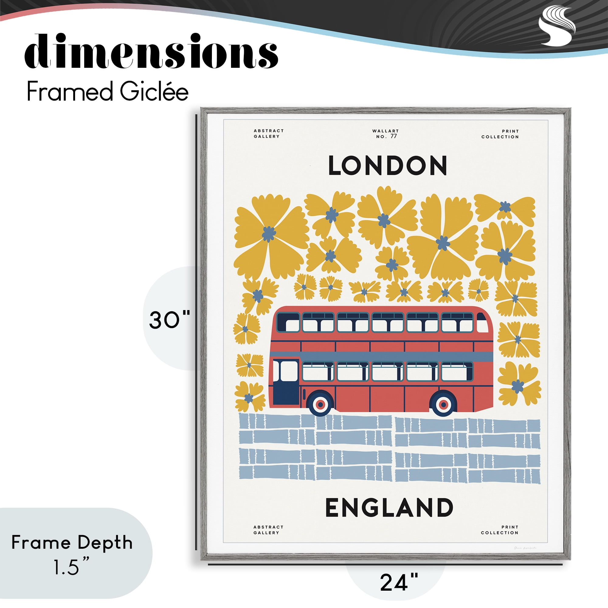 Stupell Industries Groovy London Bus Gray Framed Giclee Art, design by Omar Escalante