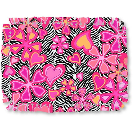 Creative Cuts Microfiber No Sew Throw Fabric Kit, Zebra with Hearts/Flowers