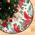 thumbnail image 4 of Winter Flowers Floral Christmas Tree Mats Waterproof Tree Skirt, Autumn Red Birds Xmas Tree Stand Tray Mat Floor Protector Pad for Holiday Party Decoration, 28.3", 4 of 6