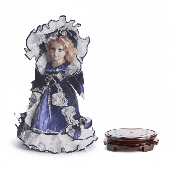 Muñeca casa de muñecas,Muñeca de porcelana de pie de 30 cm (12 pulgadas) de la colección,Cerámica Porcelana Niña Decoración Muñeca Niña 30cm,Soporte de exhibición giratorio