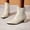 Beige, variant on Womens Pointed Toe Low Block Heel Ankle Boots Retro Leather Slip On Comfy Chunky Heel Fall Short Booties for Casual Daily Work Party Brown 6(37)