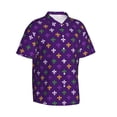 thumbnail image 2 of Fotbe Purple Mardi Gras Hawaiian Shirt for Men Unisex Summer Beach Casual Short Sleeve Cotton Linen Button Down Shirts-XX-Large, 2 of 9