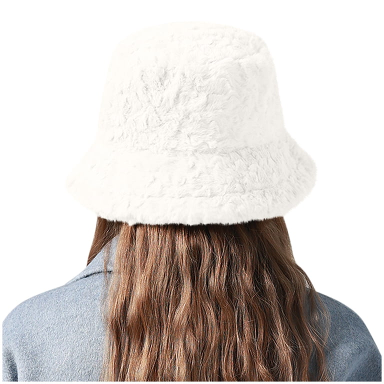 APEXFWDT Womens Bucket Hat, Fuzzy Furry Winter Warm Fisherman Cap