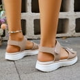 thumbnail image 4 of Walking Sandals for Women Thick Soft Sole Strappy Beach Shoes Comfortable Footbed Open Toe Lightweight Casual Summer Athletic Footwear Beige Size 7, 4 of 6
