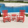 thumbnail image 2 of WestinTrends Malibu Classic 3 Piece Outdoor Rocking Chairs Set, All Weather Poly Lumber Adirondack Rocker Bistro Set Patio Deck Porch Chairs Set of 2 with Side Table, Red, 2 of 7