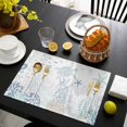 thumbnail image 3 of Coastal Placemats Set of 4, Turquoise Blue Turtle Starfish Coral Jellyfish Placemats for Dining Table, Place Mats for Kitchen Tabletop, Waterproof Wipeable Dining Table Mats Set, 3 of 9