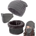thumbnail image 1 of Conjunto de gorro y bufanda circular de punto de invierno con mascarilla y guantes con pantalla táctil, 1 of 5