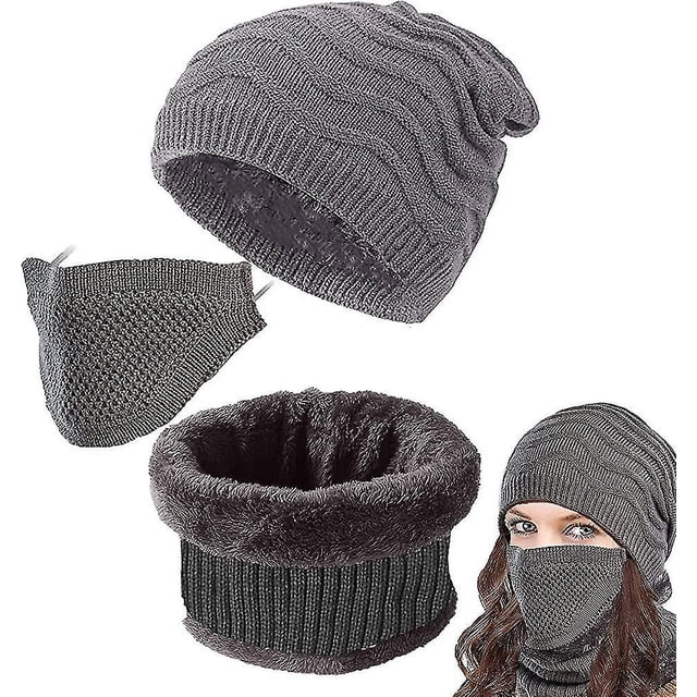 Conjunto de gorro y bufanda circular de punto de invierno con mascarilla y guantes con pantalla táctil