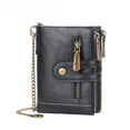 thumbnail image 4 of Cartera corta para hombre, monedero de negocios con doble cremallera, billetera multitarjetas, billetera triple, 4 of 4