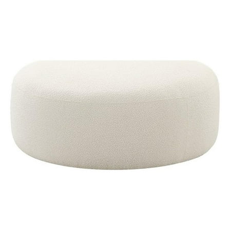 Maklaine Modern / Contemporary Cream Finish Boucle Fabric Ottoman