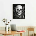 thumbnail image 3 of ONETECH  Skull Painting Day of the Dead Wall Art Black White Skull Flower Wall Picture Gothic Skeleton Canvas Gallery Wrapped (Black White, Small)12x16in, 3 of 4