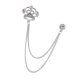 thumbnail image 1 of Pin broche de cadena de cristal Zulema para Hombres con borla y accesorios de traje plata, 1 of 7