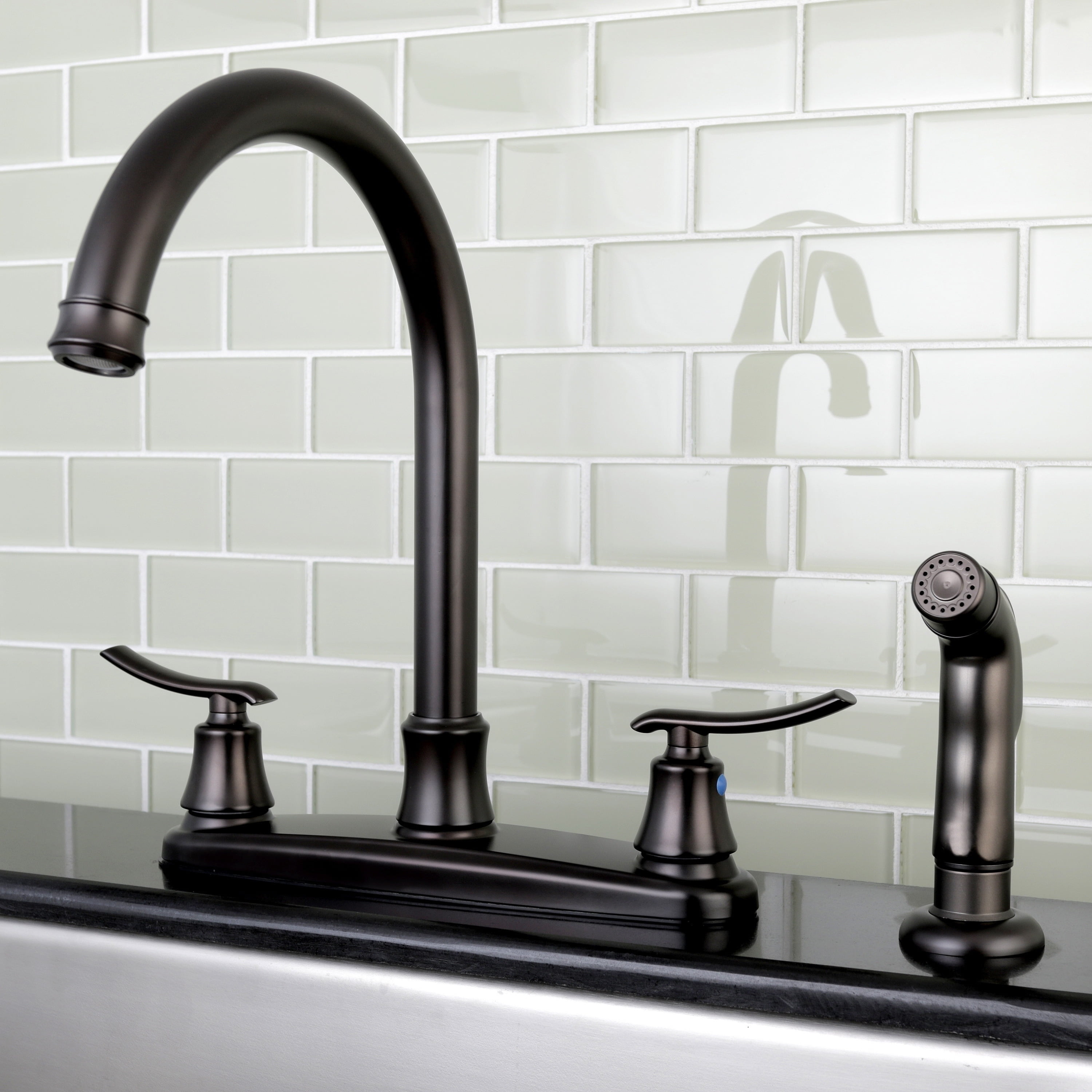 Kingston Brass Euro Oil Rubbed Bronze Kitchen Faucet With Side Sprayer