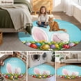 thumbnail image 6 of Round Area Rug 4ft, Happy Easter Rabbit Ears Non-Slip Non-Shedding Floor Mat, Red Yellow Purple Eggs Washable Sturdy Carpet for Living Room Bedroom Home Decor, 6 of 9