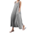 thumbnail image 2 of ZANZEA Robe Longue Élégante Sans Manches pour Femmes avec Poches à Carreaux à Carreaux, 2 of 7