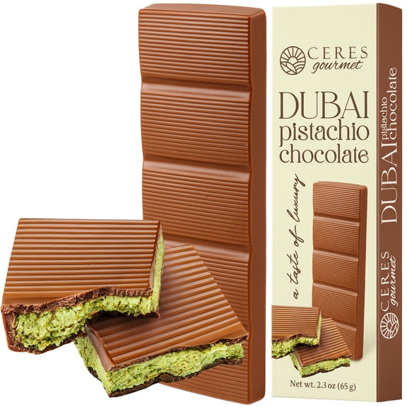 Ceres Gourmet Dubai Pistachio Kunafa Chocolate Bar Milk Chocolate 1 Count 2.3 oz