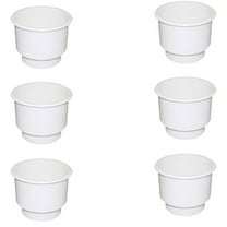 RAParts Six New White, Plastic, Two-Tiered Cup-Holder With Drain Hole Used For Boats, RVs, & Campers