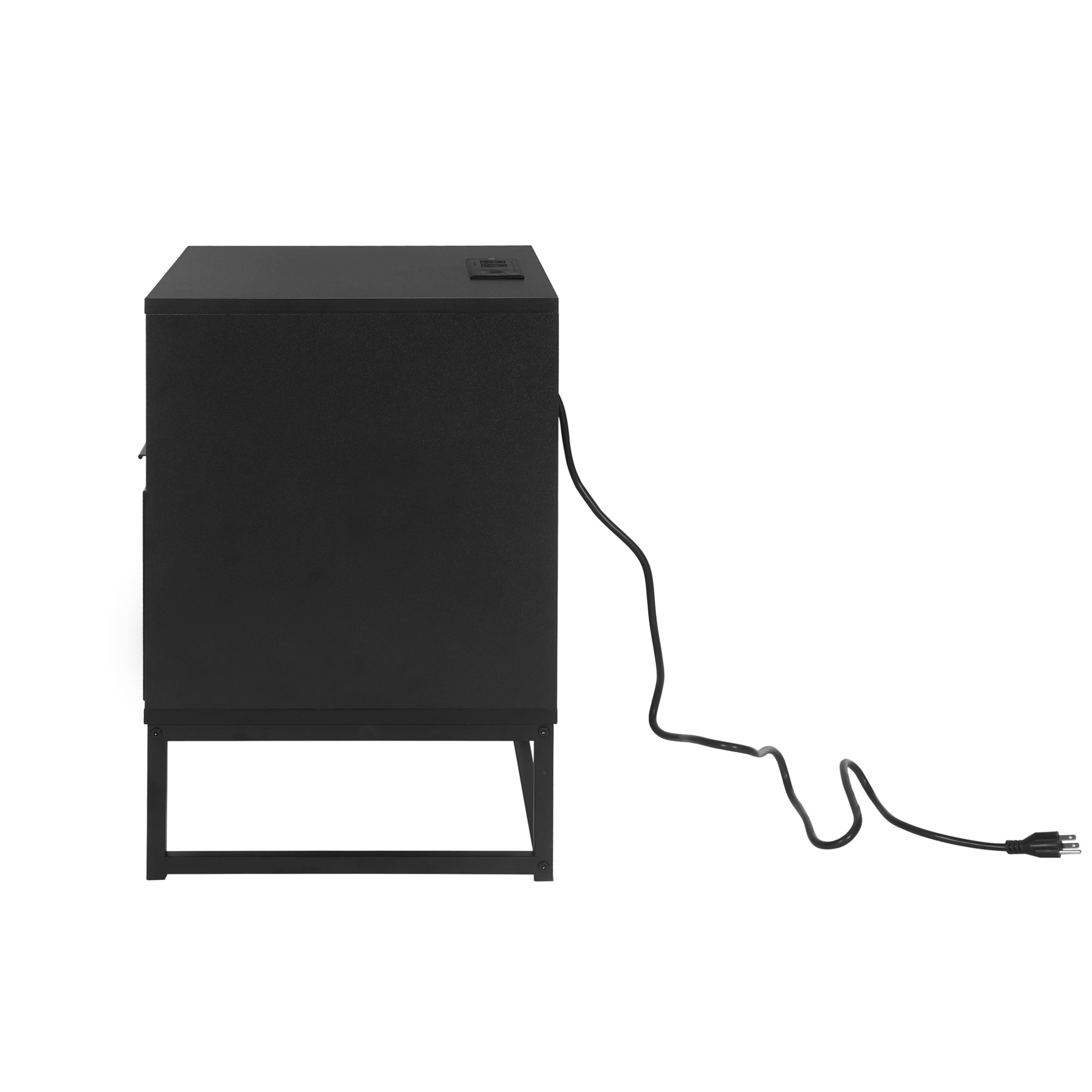 Resenkos Modern Nightstand with Charging Station and LED Lights Glass Drawer, Black Resenkos Modern Nightstand with Charging Station and LED Lights Glass Drawer, Black