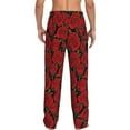 thumbnail image 3 of Uemuo Rose Flowers Pattern Men's Wide Leg Palazzo Lounge Pants with Pockets Light Weight Loose Comfy Casual Pajama Pants-Small, 3 of 9