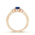 thumbnail image 2 of ANGARA Natural Round Sapphire & Diamond Three Stone Engagement Ring in 14K Rose Gold for Women (Size-5mm) | September Birthstone, Anniversary, Jewelry Gift for Women | Natural Blue Sapphire Ring, 2 of 9