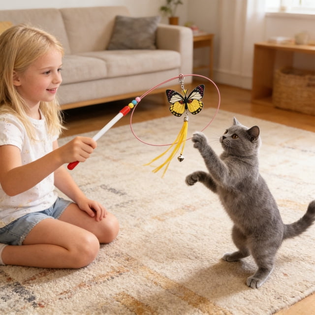 Retractable Cat Wand Toy Feather Teaser Stick Telescopic Interactive Exercise Toy Hunting Simulation Durable Handle, For Indoor Cats Play Training Bonding Stress Relief And Exercise