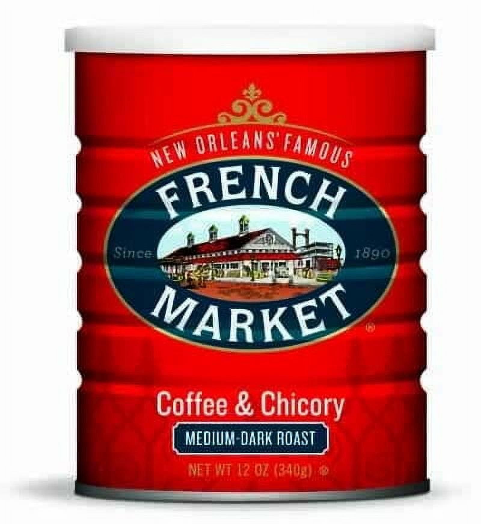 (3 pack) French Market Coffee & Chicory Medium-Dark Roast, 12 oz Can