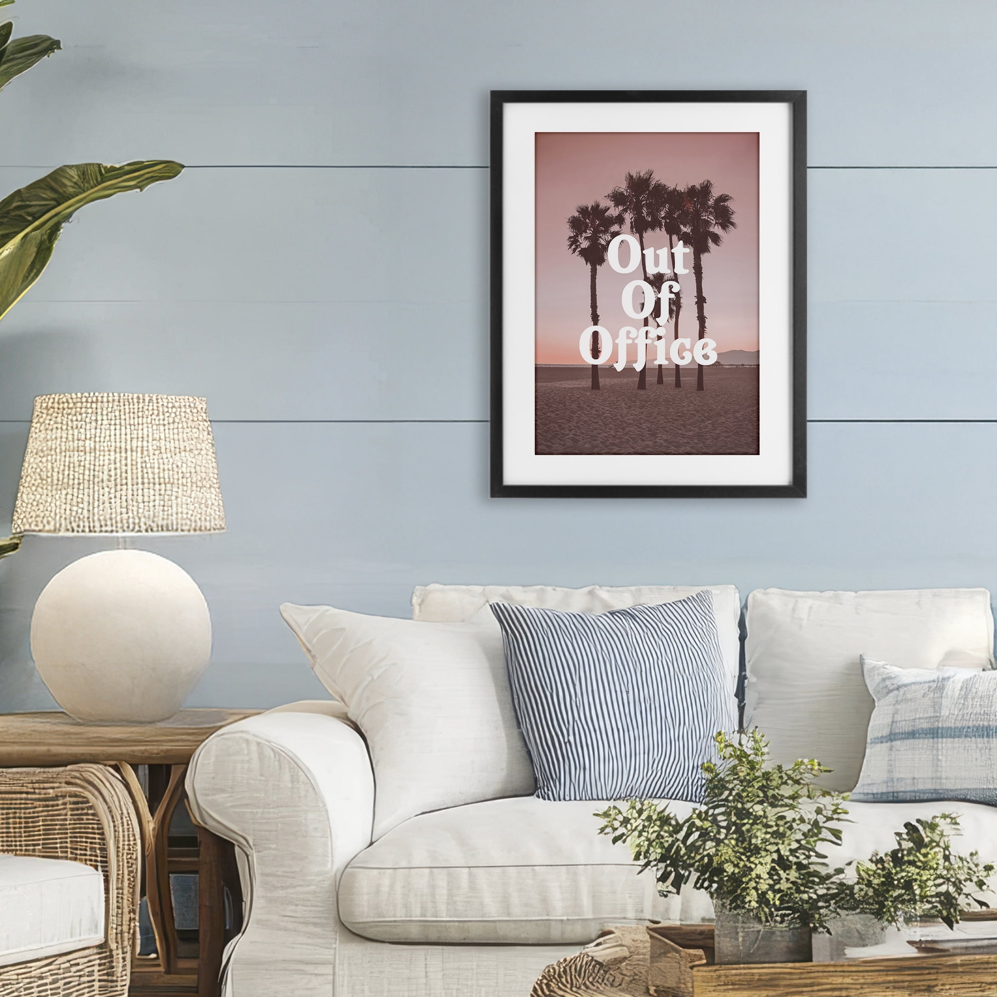 Stupell Industries Pink Tropical Out Of Office Black Framed Print Under Glass, design by Lil' Rue