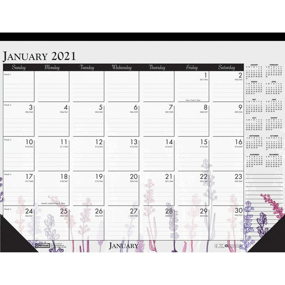 House of Doolittle, HOD197, Wild Flower Monthly Desk Pad, 1 Each, Multi,Black